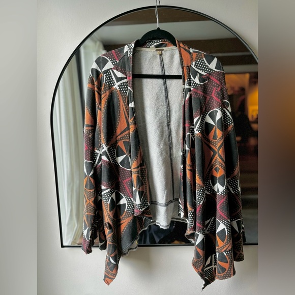FREE PEOPLE | Multicolour geometric cotton draped cardigan | size small - Picture 3 of 7